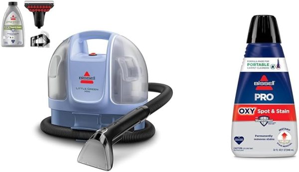 BISSELL Little Green Mini Limited Edition Color Lake Blue, 4075F + Bissell Professional Spot and Stain + Oxy Portable Machine Formula, 32 oz, Single, 32 Fl Oz - Image 1