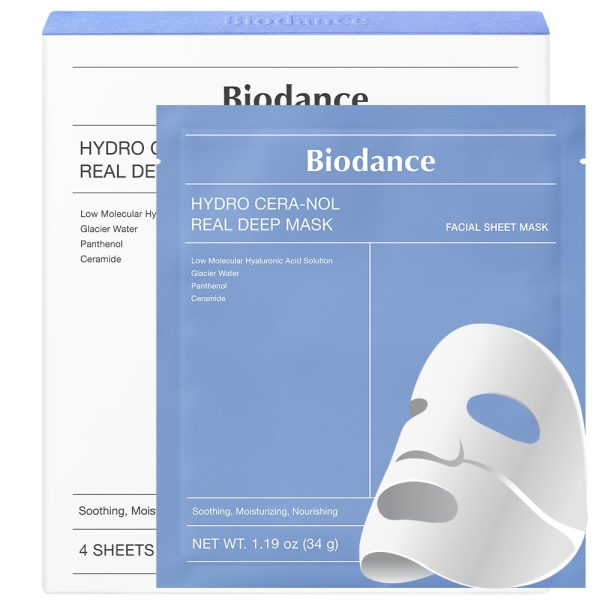 BIODANCE Hydro Cera-nol Real Deep Mask, Overnight Hydrogel Mask, Hydrating Facial Mask For Sensitive Skin, Redness Reducing & Quick Soothing Effect, 1.19oz(34g) x 4ea - Image 1