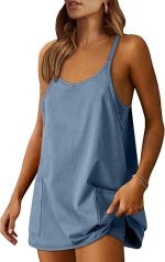 ANRABESS Women Athletic Dress Summer Tennis Workout Active Sports Mini Romper Dress Built in Shorts Travel Vacation Clothes