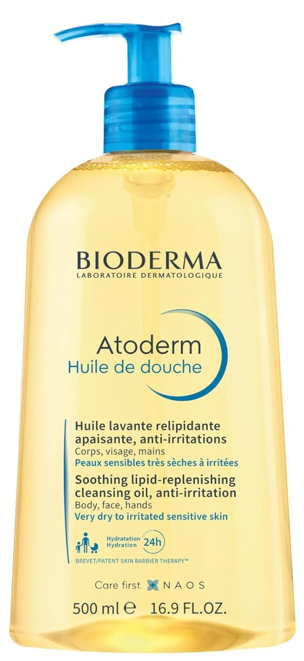 Bioderma Atoderm Shower Oil, Cleansing Oil For Face & Body, Nourishing Cleansing Oil For Dry to Atopic Sensitive Skin For Softer & Smooth Skin For Your Whole Family - Image 1