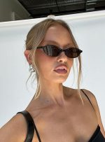 Retro Oval Sunglasses for Women Chic Cat Eye 90s Sunnies Lightweight Narrow Shades Trendy UV protection Sun Glasses - Image 4