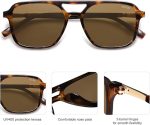 SOJOS Retro Aviator Sunglasses for Women Men,Trendy Rectangle Womens Mens Shades Sun Glasses SJ2202 - Image 2