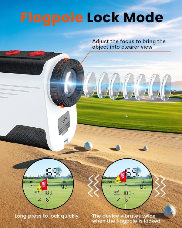 Golf Rangefinder with Slope - 1300/1500 Yards Laser Range Finder for Golf & Hunting, 7X Magnification, High-Precision Flag Locking Vibration, Rechargeable, IP54 Waterproof, Built-in Magnetic Strip - Image 2