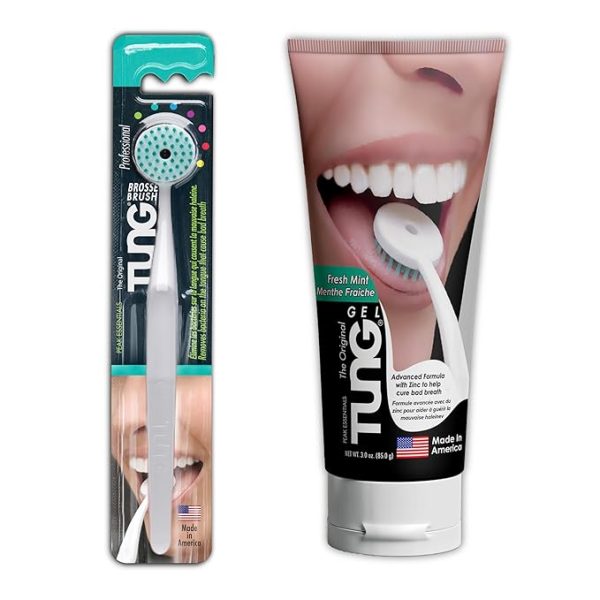 Tung Tongue Cleaning Kit, Tung Brush and Gel, Bad Breath Odor Eliminator, Halitosis Defense, USA Made (Set of 1) - Image 1
