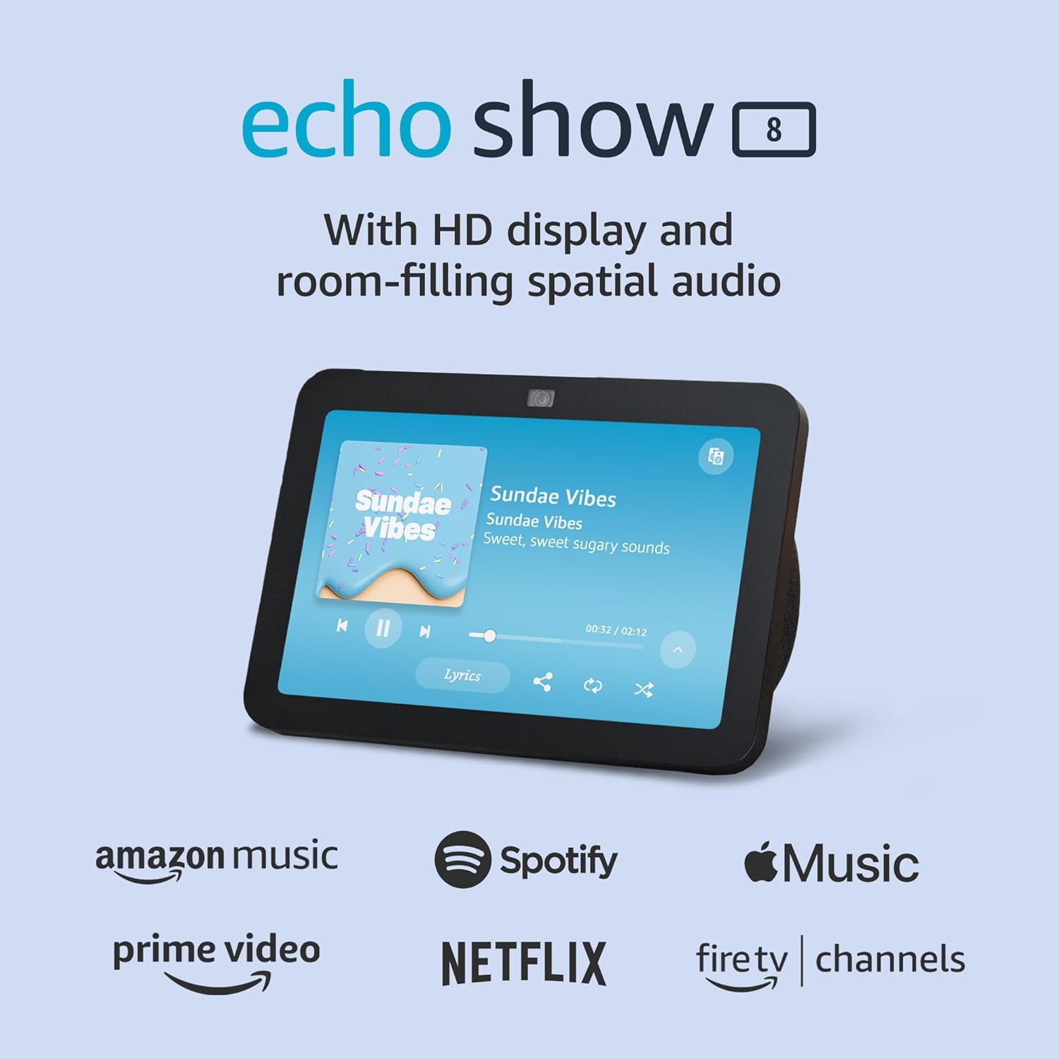 71ldF3vJclL._AC_SL1500_.jpg Amazon Echo Show 8 (newest model), With Spatial Audio, Smart Home Hub, ideal for medium spaces, includes Alexa, Charcoal - Image 1