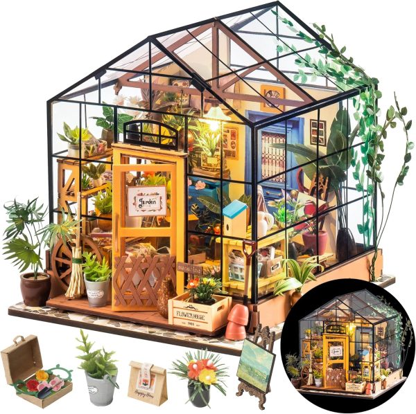 Rolife DIY Miniature Greenhouse Kit, Tiny/Mini House Making Kit with Furniture for Adults, Furniture, Halloween/Christmas Decorations, Gifts for Family and Friends (Cathy's Greenhouse) - Image 1