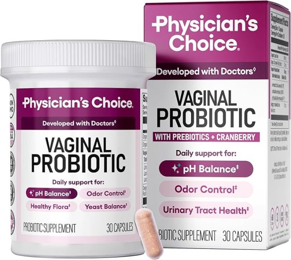 Physician's CHOICE Vaginal Probiotics for Women - pH Balance, Odor Control, Yeast Balance, Vaginal Flora, Moisture, Feminine Health - 6B CFU with Organic Prebiotics and Cranberry Extract - 30 CT - Image 1