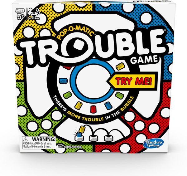 Hasbro Gaming Trouble Kids Board Game, Pop-o-Matic Trouble Game, Kids Games for 2-4 Players, Family Board Games for Kids, Kids Gifts, Ages 5 and Up, Packaging May Vary - Image 1