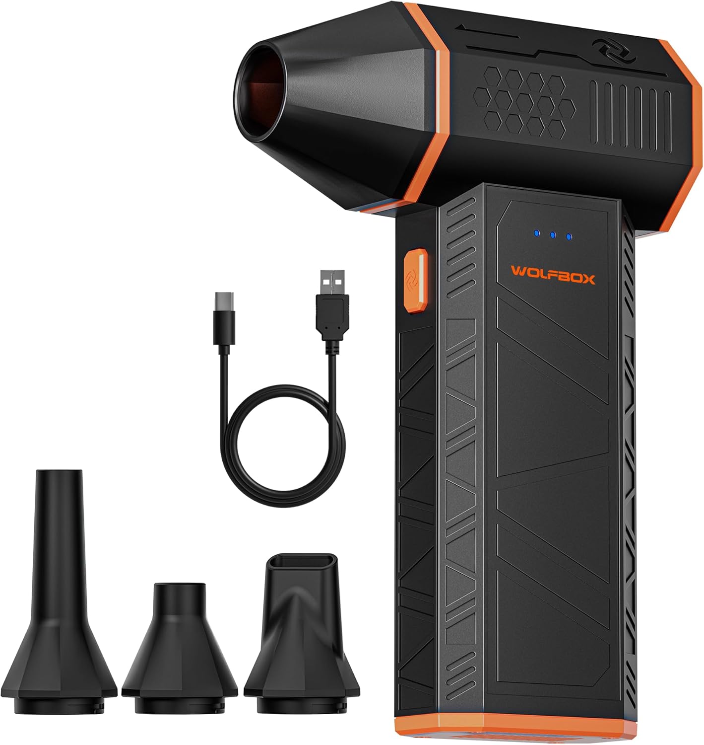 713BEhBxXWL._AC_SL1500_.jpg WOLFBOX MF50 Compressed Air Duster-110000RPM Super Power Electric Air Duster, 3-Gear Adjustable Mini Blower with Fast Charging, Dust Blower for Computer, Keyboard, House, Outdoor and Car - Image 1