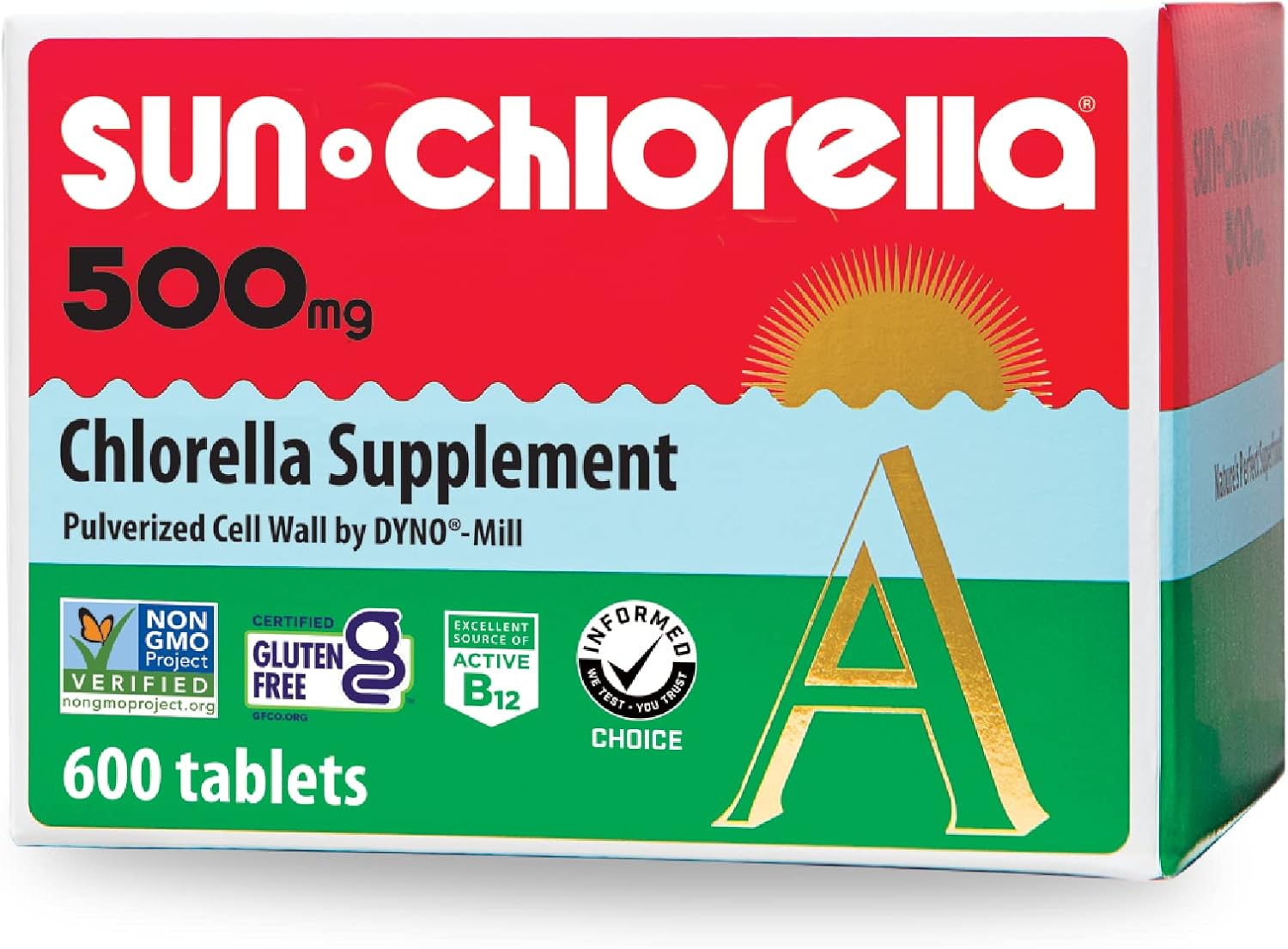 71VBRlzJJTL._AC_SL1500_.jpg Sun Chlorella 500mg Whole Body Wellness Green Algae Superfood Supplement - Immune Defense, Gut Health, Natural Purification, Energy Boost - Chlorophyll, B12, Iron, Protein - Non-GMO - 600 Tablets - Image 1