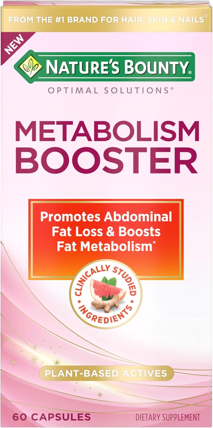 71WO2YWtj1L._AC_SL1500_.jpg Nature’s Bounty Optimal Solutions Metabolism Booster Supplement, Boosts Fat Metabolism, Promotes Abdominal Fat Loss, With Citrus Extracts and Black Ginger, 60 Capsules - Image 1
