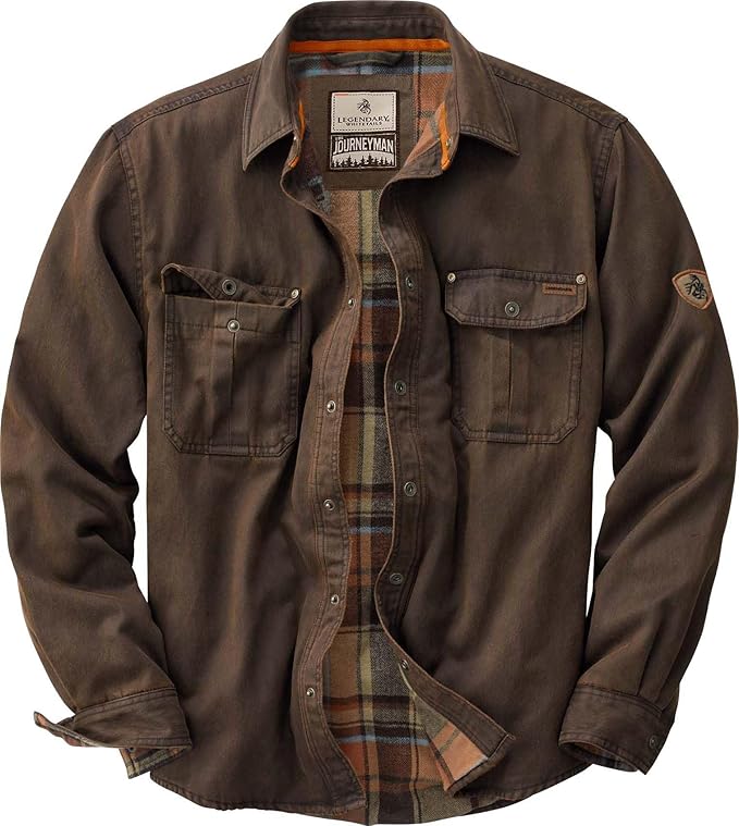 71kiKJpww7L._AC_SX679_.jpg Legendary Whitetails Men's Flannel Lined Shirt Jacket Waxed Cotton Water Resistant - Image 1