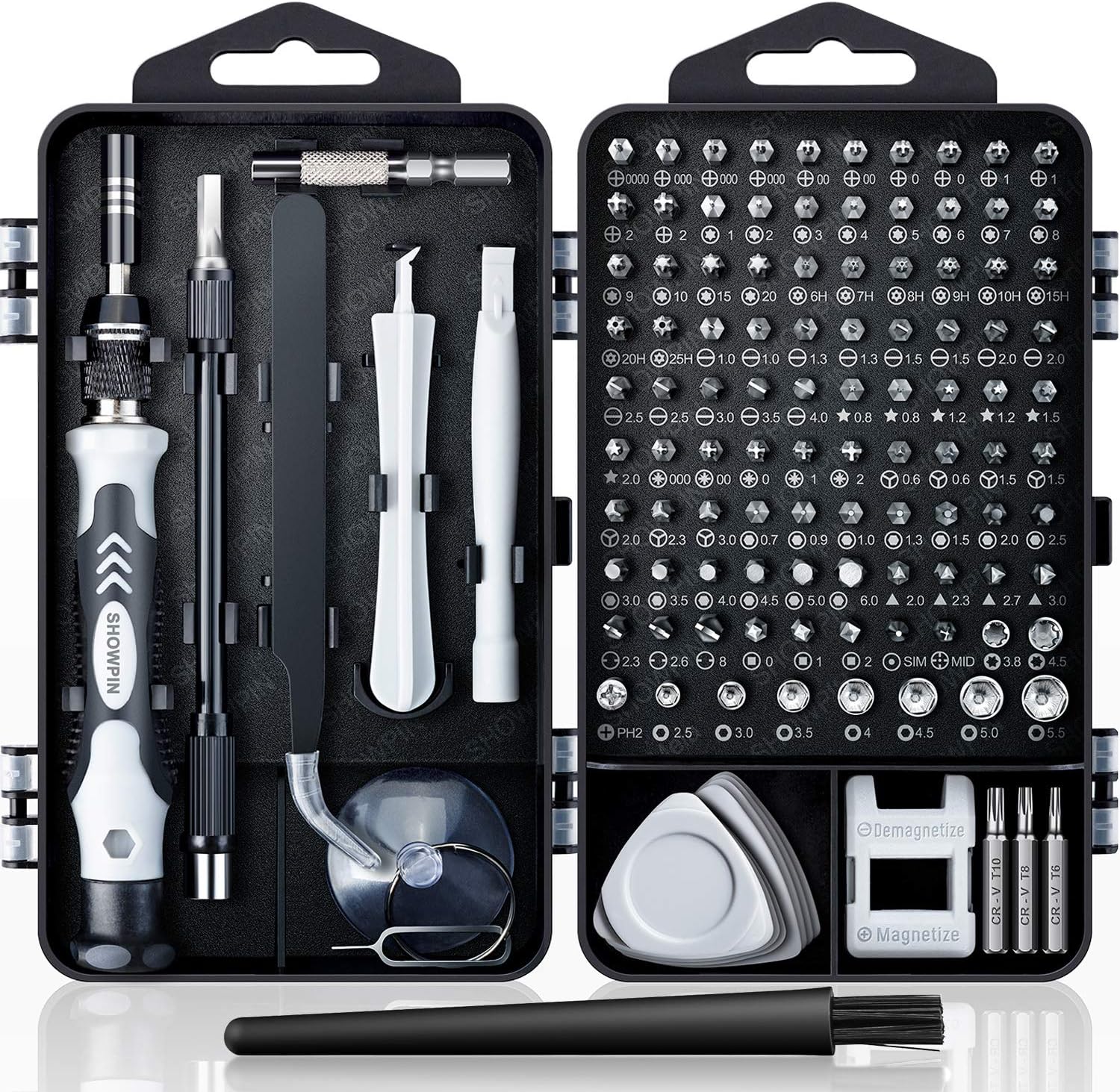 81oN38OAm0L._AC_SL1500_.jpg SHOWPIN 122 in 1 Precision Computer Screwdriver Kit, Laptop Screwdriver Sets with 101 Magnetic Drill Bits, Computer Accessories, Electronics Tool Kit Compatible for Tablet, PC, iPhone, PS4 Repair - Image 1